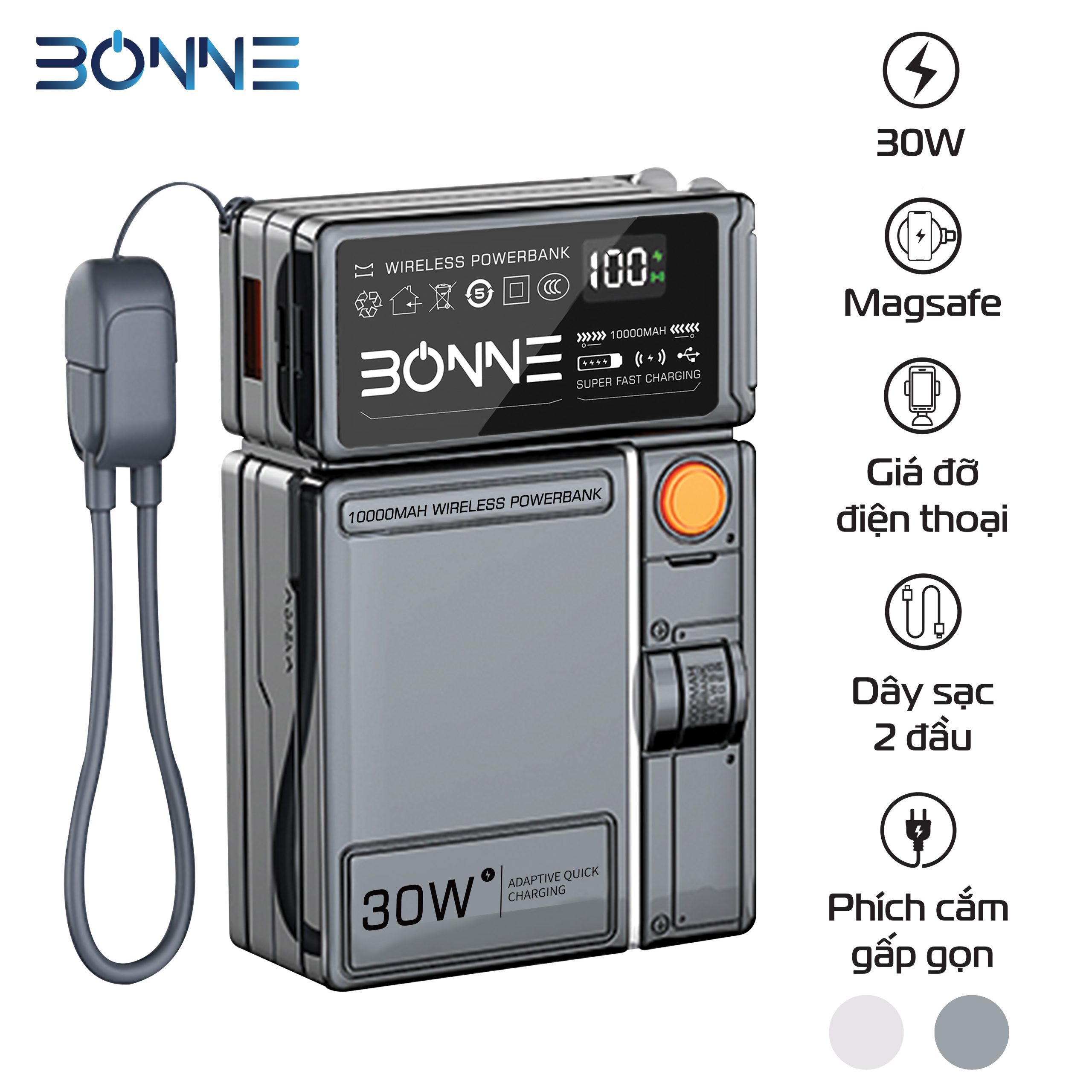 Sạc dự phòng BP09 hỗ trợ sạc không dây – Bonne