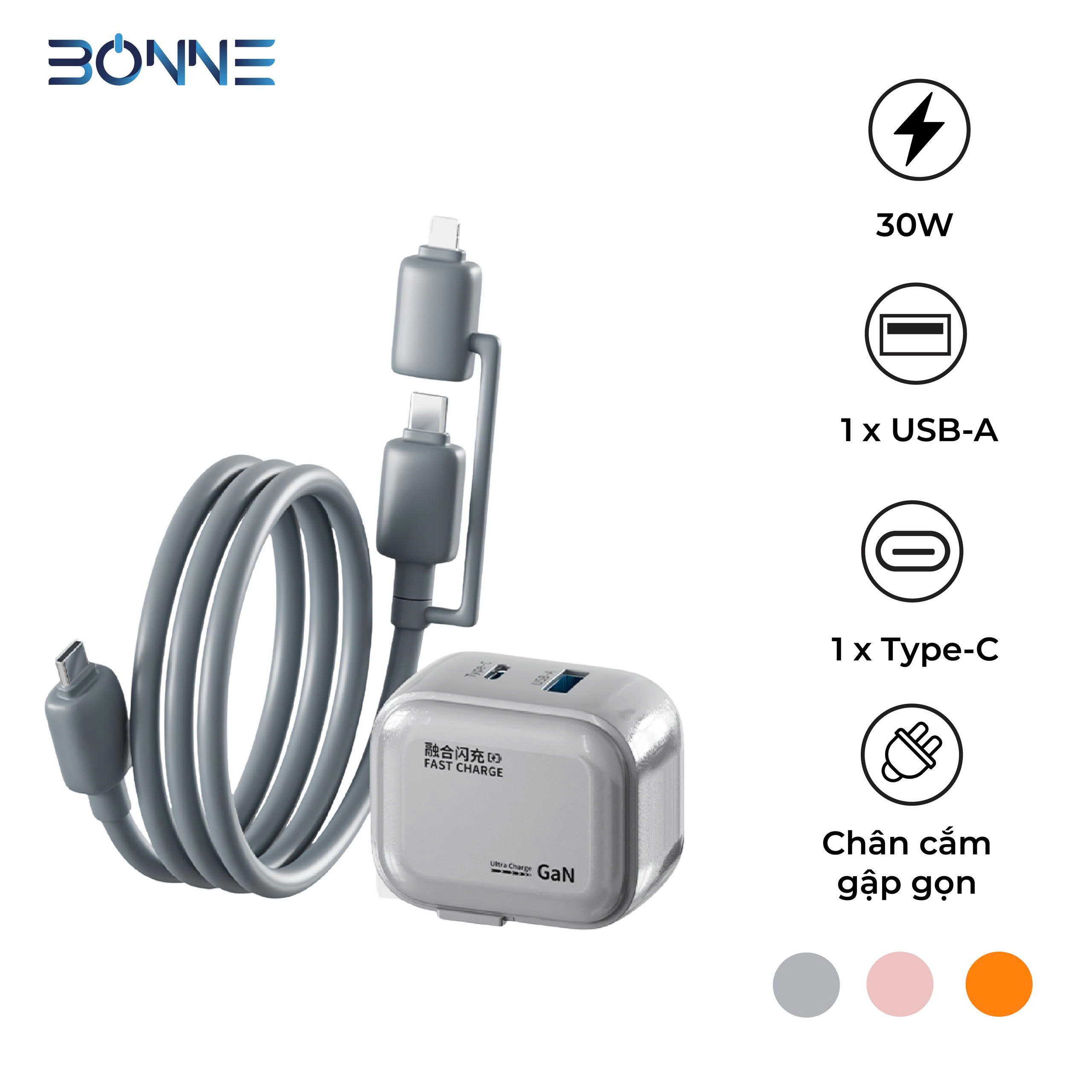 Combo củ sạc nhanh 2in1 BA32 30W – Bonne