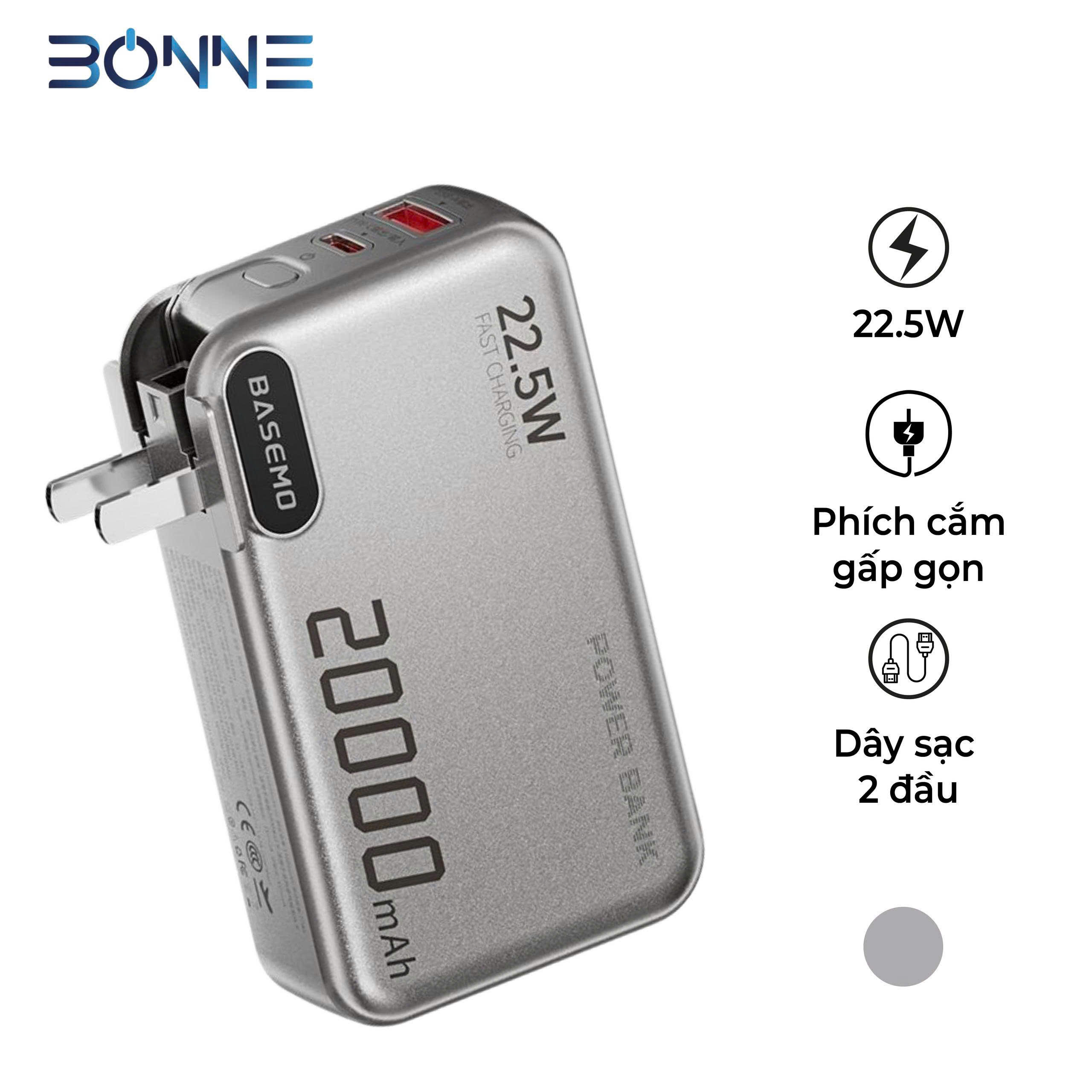 Sạc dự phòng BP26 20000mAh 22.5W tích hợp dây – Bonne