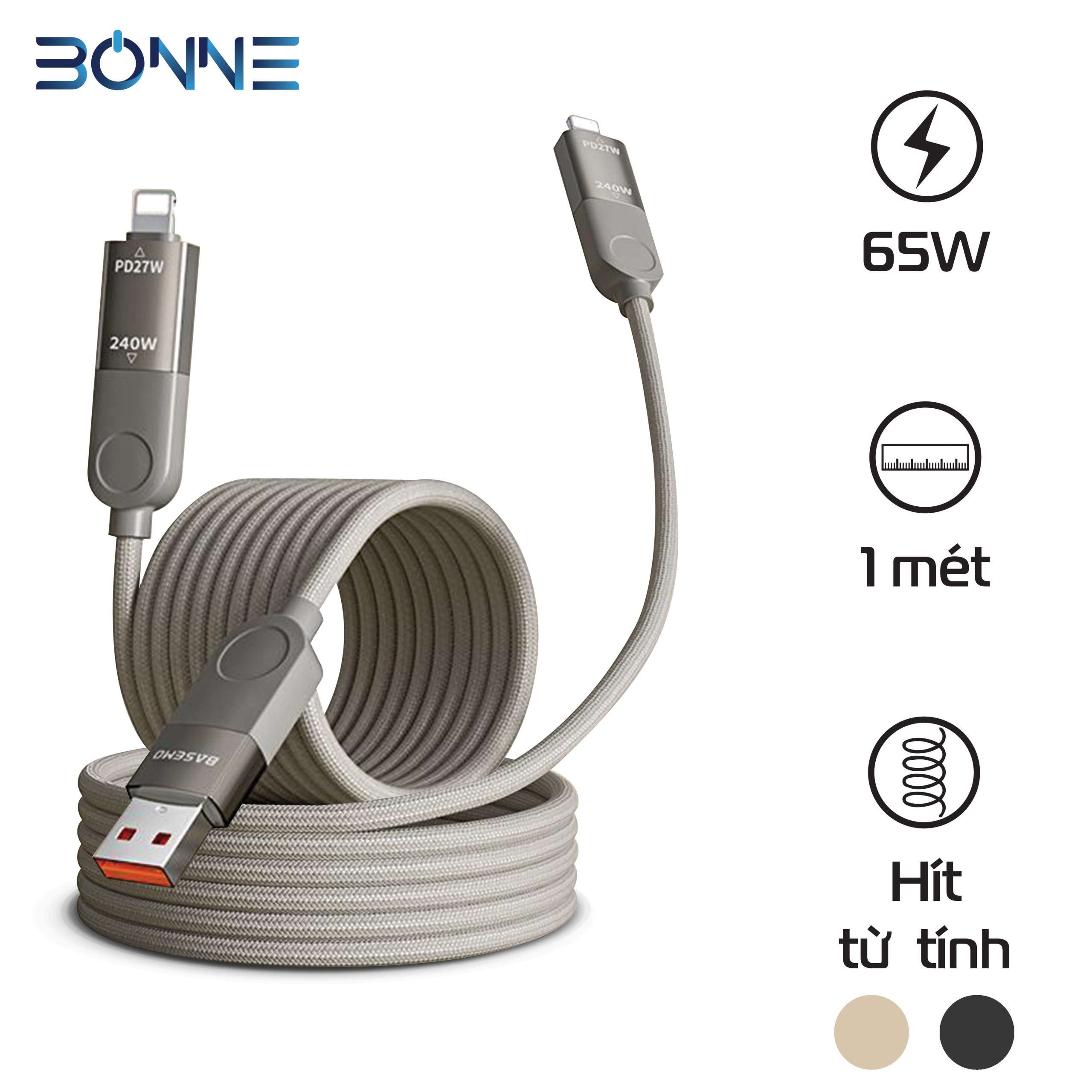 Cáp sạc 4in1 BC38 65W từ tính gấp gọn – Bonne