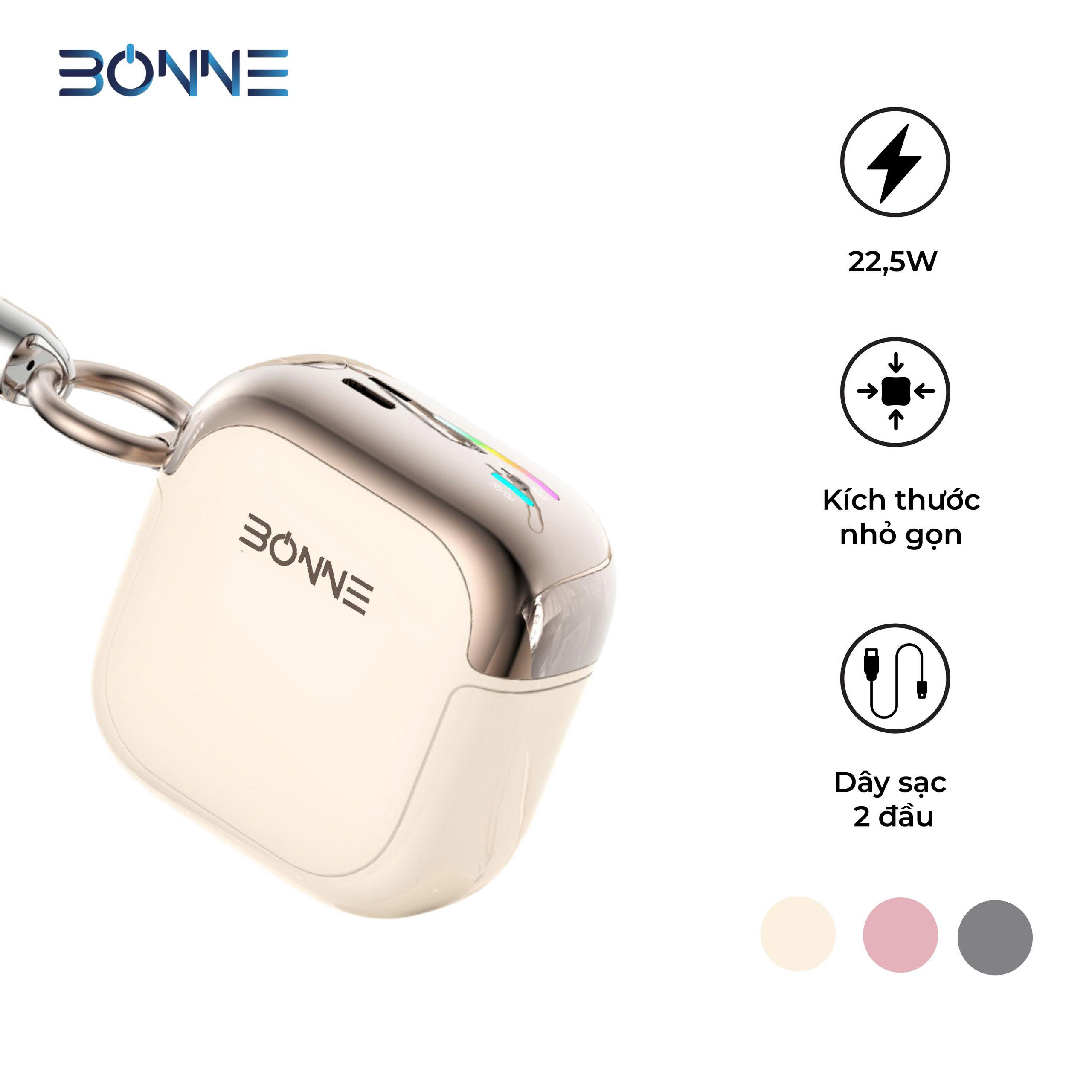 Sạc dự phòng BP29 mini 10000mAh 22.5W tích hợp dây