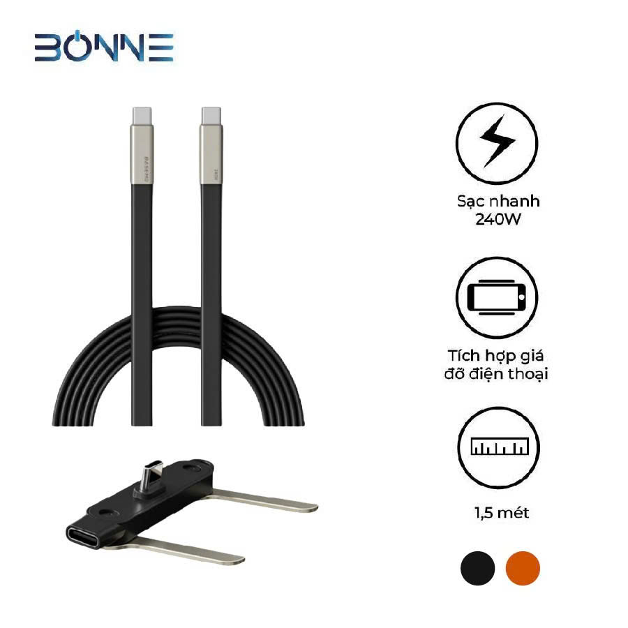 Cáp sạc nhanh 2in1 silicon BC34 240W – Bonne